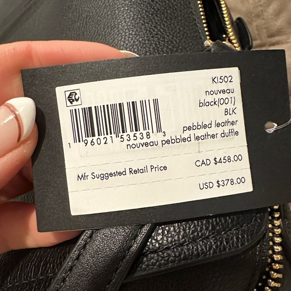 NWT Kate Spade Black Med. New York Nouveau Pebble Leather Duffle Bag w/Crossbody - Picture 5 of 5